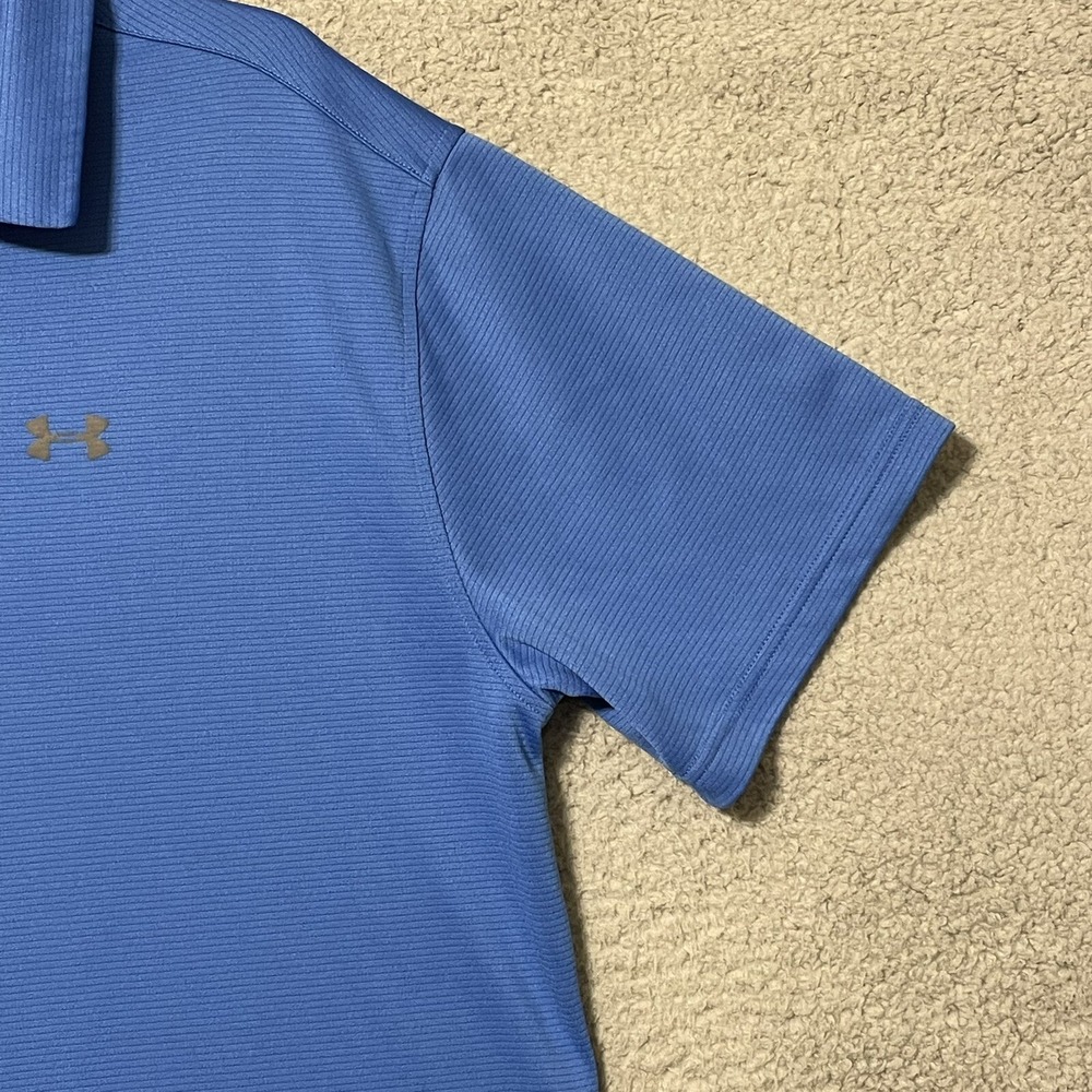 Under Armour HeatGear Polo Shirt Blue Loose Fit 2XL Golf Athletic Mens - Picture 2 of 14